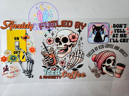 Skull Fueled by coffee uvdtf wrap