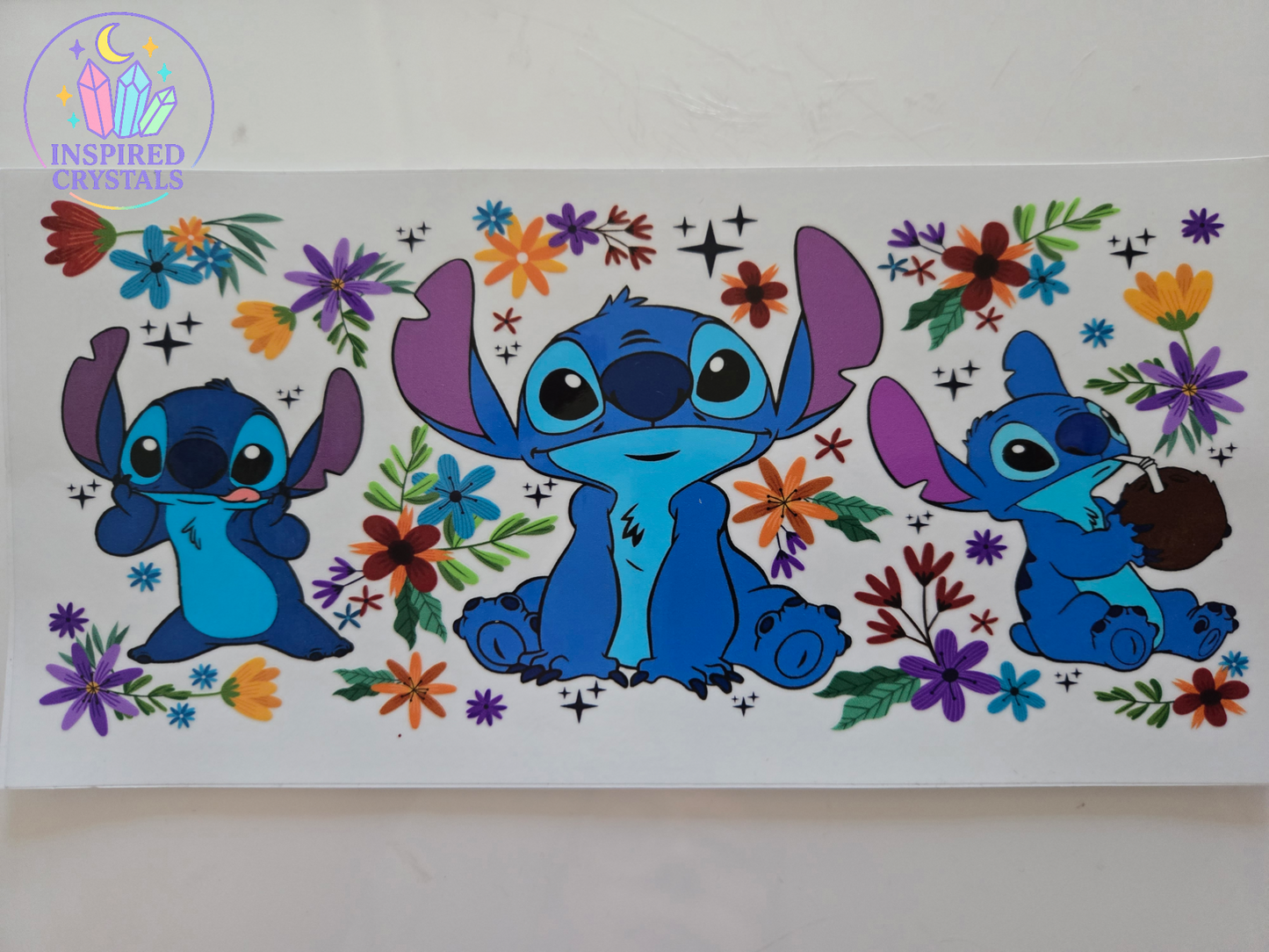 Flowers & blue cute characters uvdtf wrap